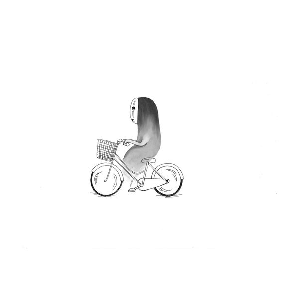 hình ảnh ma cute vô diện đạp xe