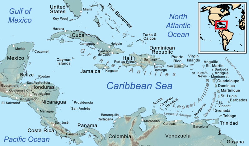 Biển Caribe (2.754.000 km²)