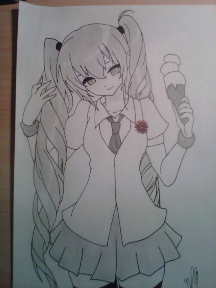 cách vẽ anime nữ đơn giản bằng bút chì 7
