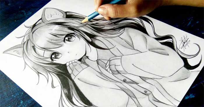 cách vẽ anime nữ đơn giản bằng bút chì hình dung nhân vật
