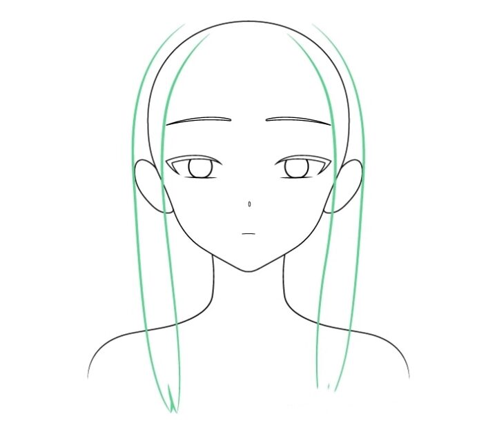 cách vẽ anime nữ đơn giản bằng bút chì vẽ hai bên tóc