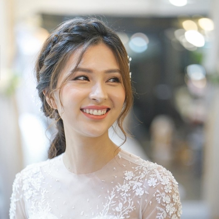 Kiểu tóc cô dâu Hàn Quốc cho mặt tròn