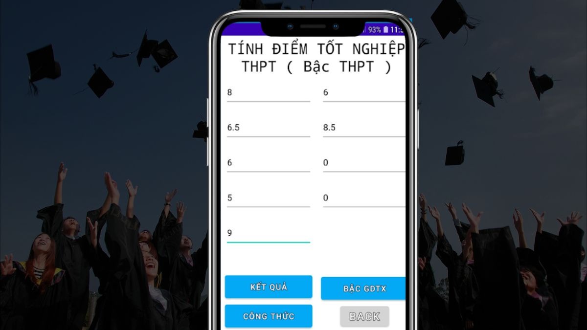 app tính điểm tốt nghiệp cấp 2, tốt nghiệp THPT